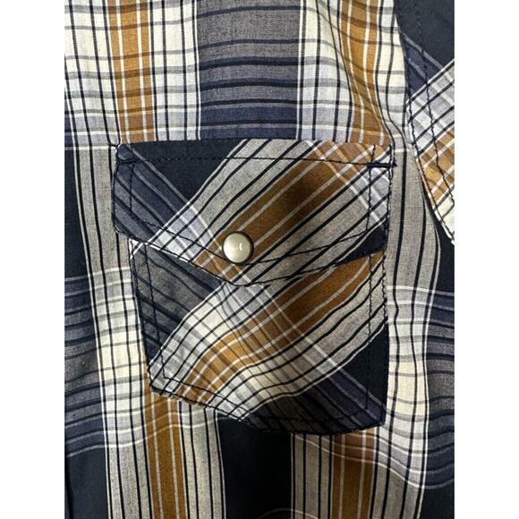 American Rag Womens Small Blue Flannel Longsleeve Button Down Shirt White Pocket - Picture 6 of 10